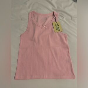Daily Drills Pink Pointelle Tank